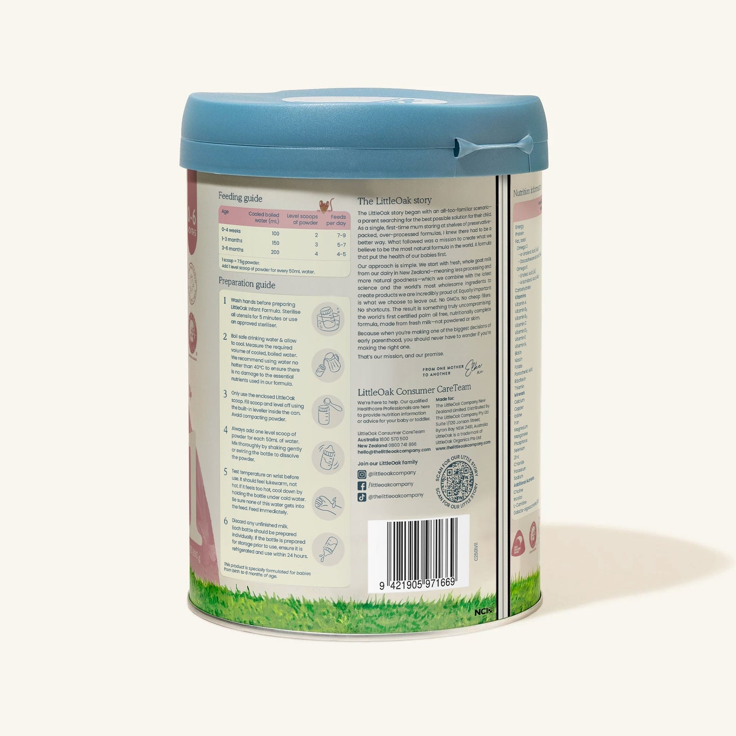 LitteOak Goat Milk Stage 1 (0-6 Months) Organic Infant Formula (800g/28oz) - Grow Organic Baby