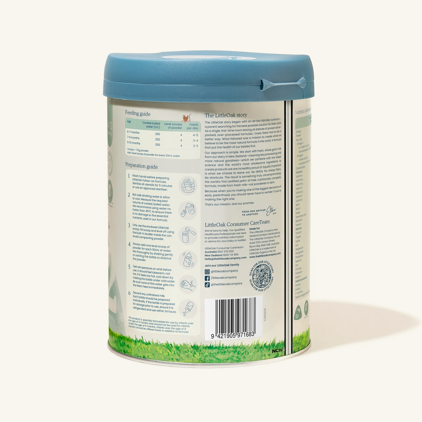 LitteOak Goat Milk Stage 2 (6-12 Months) Organic Infant Formula (800g/28oz) - Grow Organic Baby