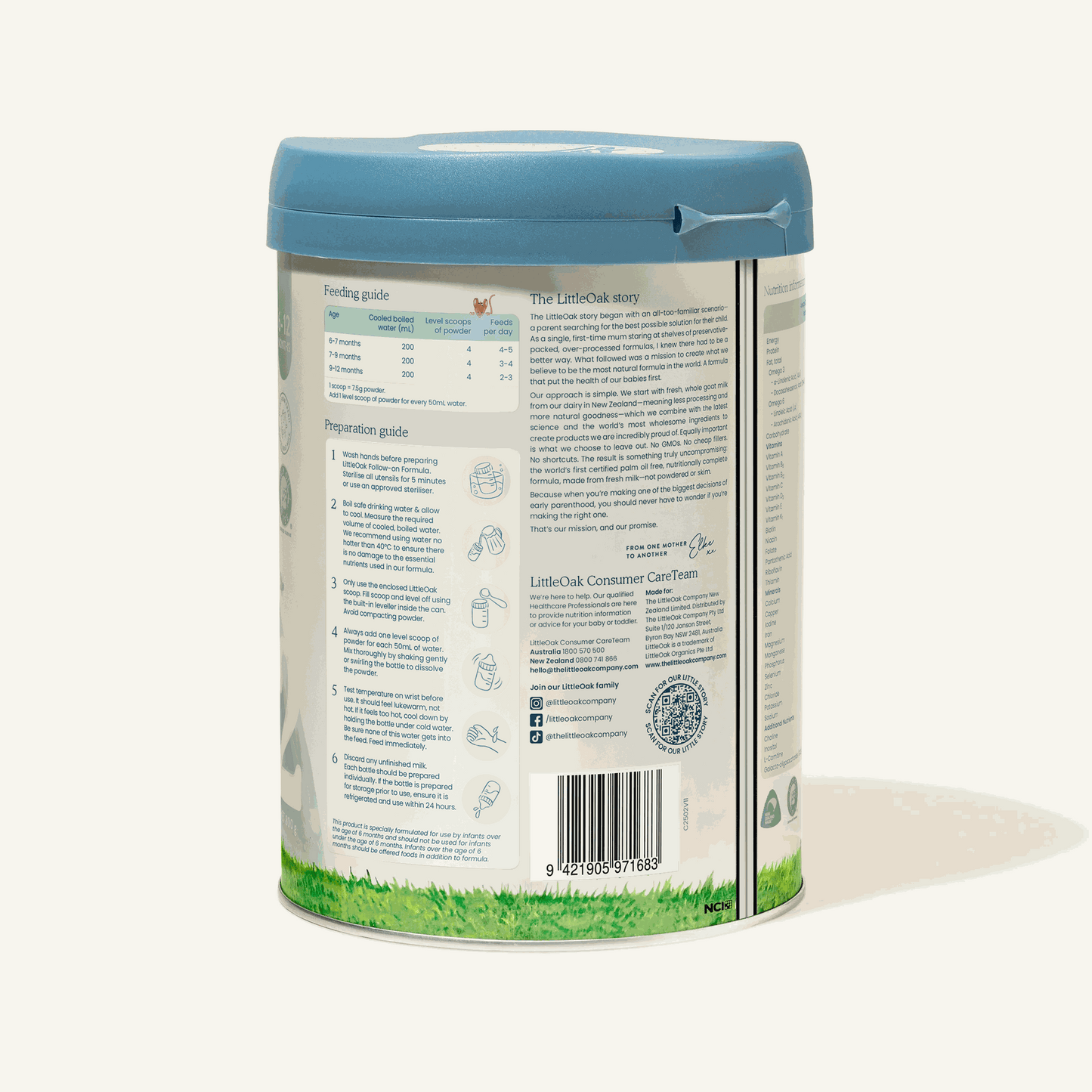 LitteOak Goat Milk Stage 2 (6-12 Months) Organic Infant Formula (800g/28oz) - Grow Organic Baby
