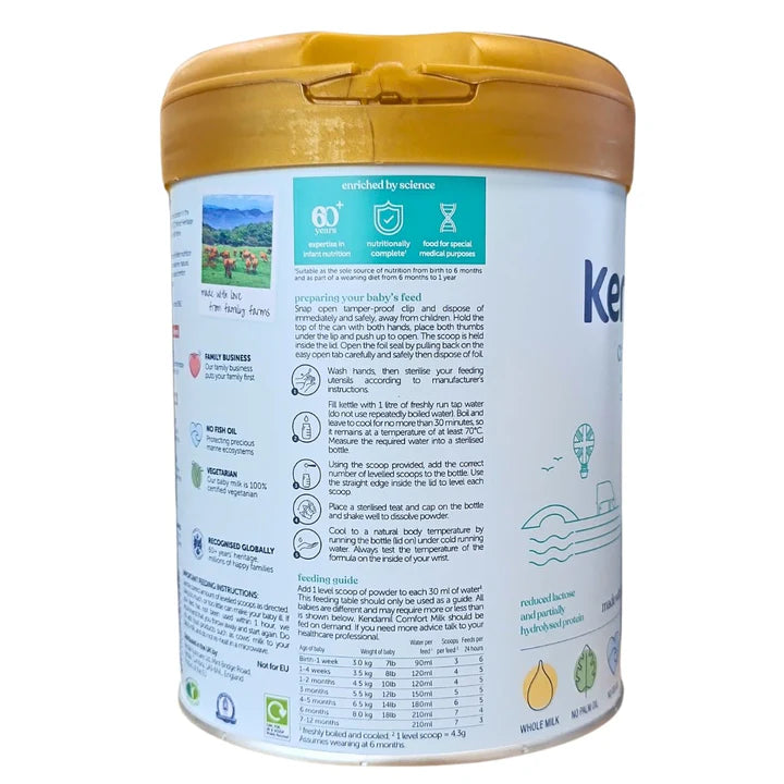 Kendamil comfort milk container preparation