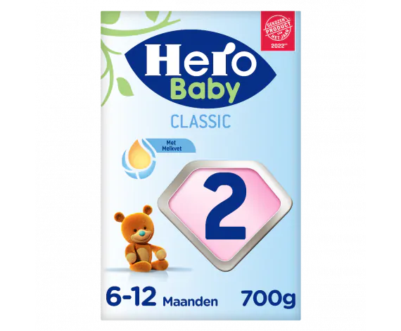 Hero Baby Classic Stage 2 (6-12 Months) Follow On Formula (700g/25oz) Met Melkvet front - Grow Organic Baby