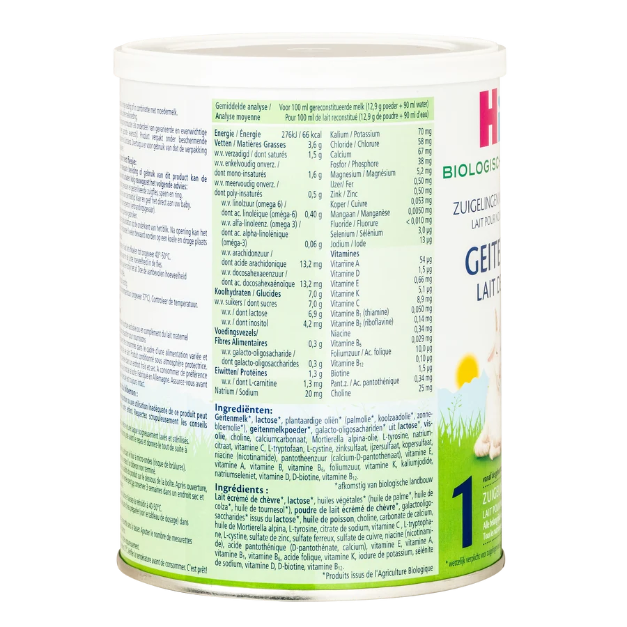 HIPP Dutch GOAT formula stage 1 nutritional facts