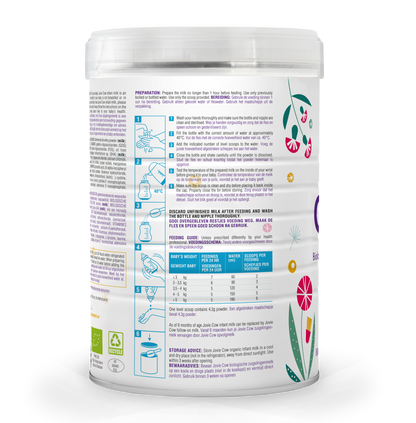 Jovie Organic Cow Milk Formula Stage 1  Preparation
