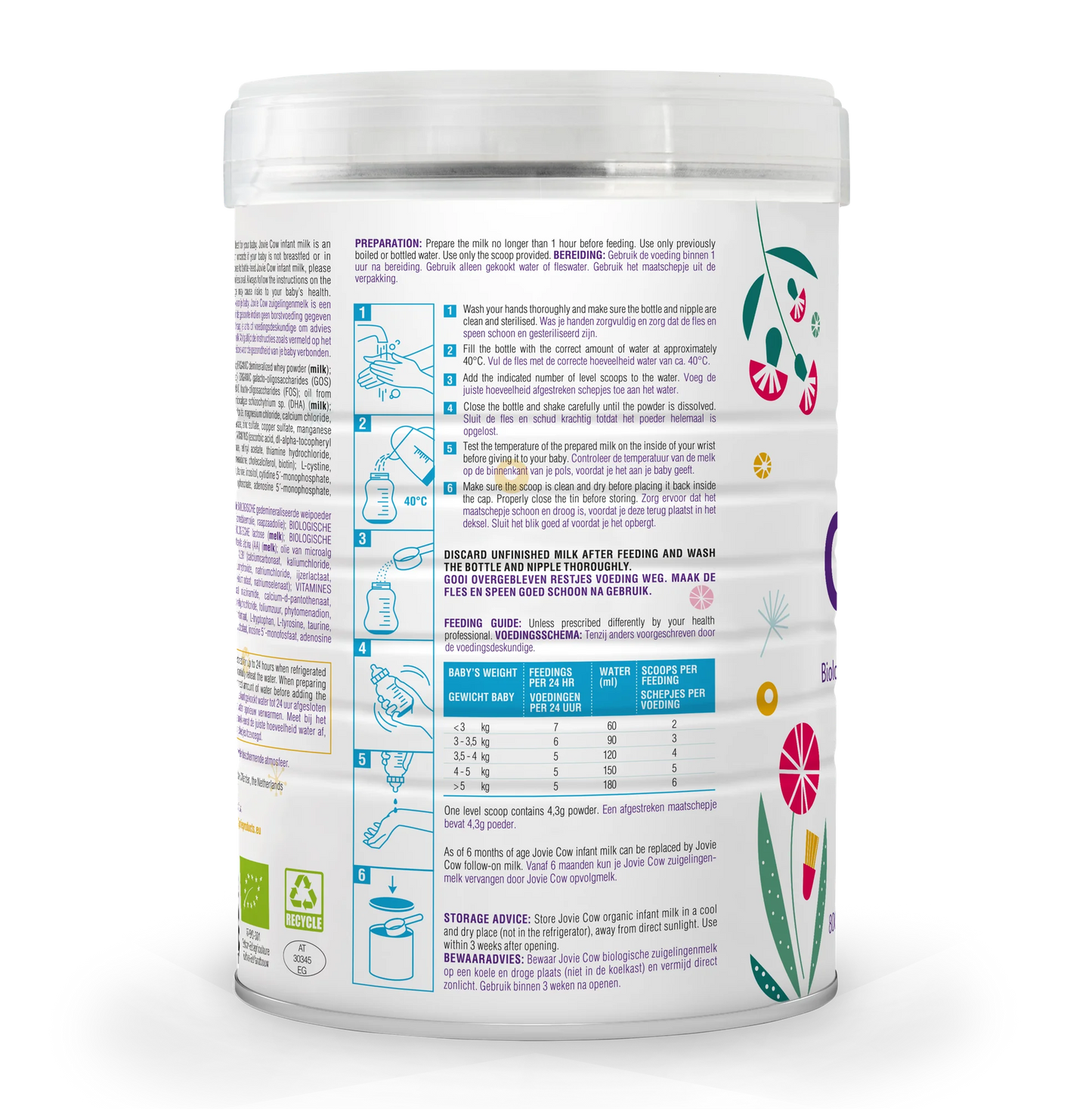 Jovie Organic Cow Milk Formula Stage 1  Preparation