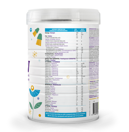 Jovie Organic Cow Milk Formula Stage 2  Nutrients