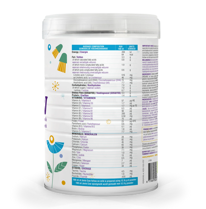 Jovie Organic Cow Milk Formula Stage 2  Nutrients