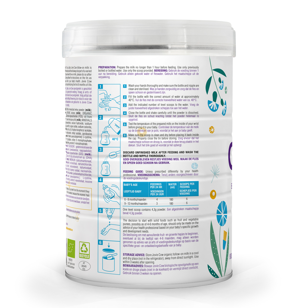 Jovie Organic Cow Milk Formula Stage 2  Preparation