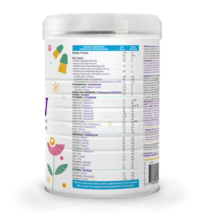 Jovie Organic Cow Milk Formula Stage 3 Nutrients