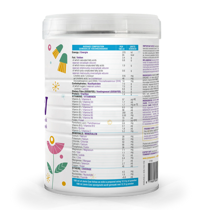 Jovie Organic Cow Milk Formula Stage 3 Nutrients