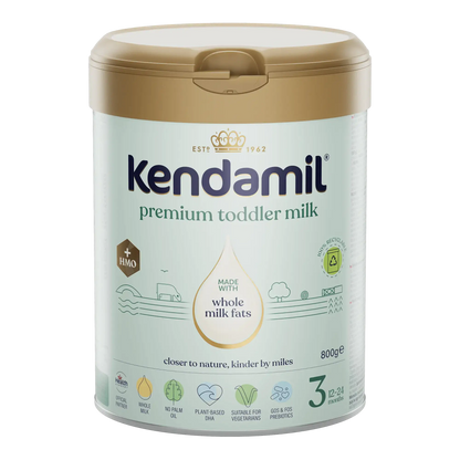 Kendamil premium toddler milk container on a white background