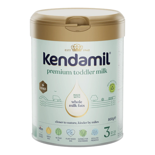 Kendamil premium toddler milk container on a white background