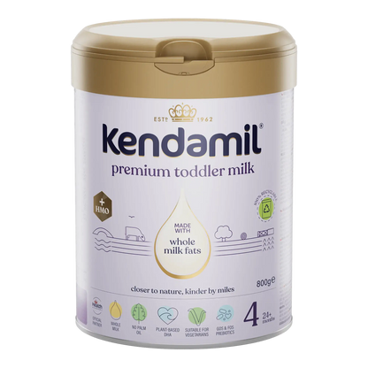 Kendamil premium toddler milk stage 4 container on a white background