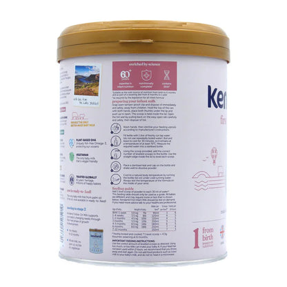 Kendamil baby formula can with preparation instructions