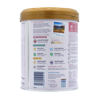 Back of a Kendamil baby formula can with barcode