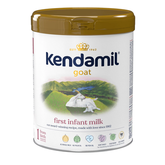 Kendamil goat milk stage 1 container on a white background