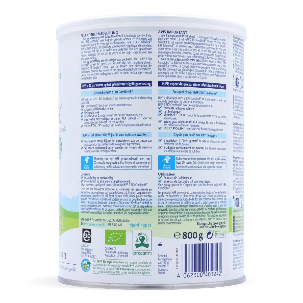 HiPP Dutch Stage 2 (6-12 Months) Organic Combiotic Follow On Infant Milk Formula (800g/28oz) - Grow Organic Baby