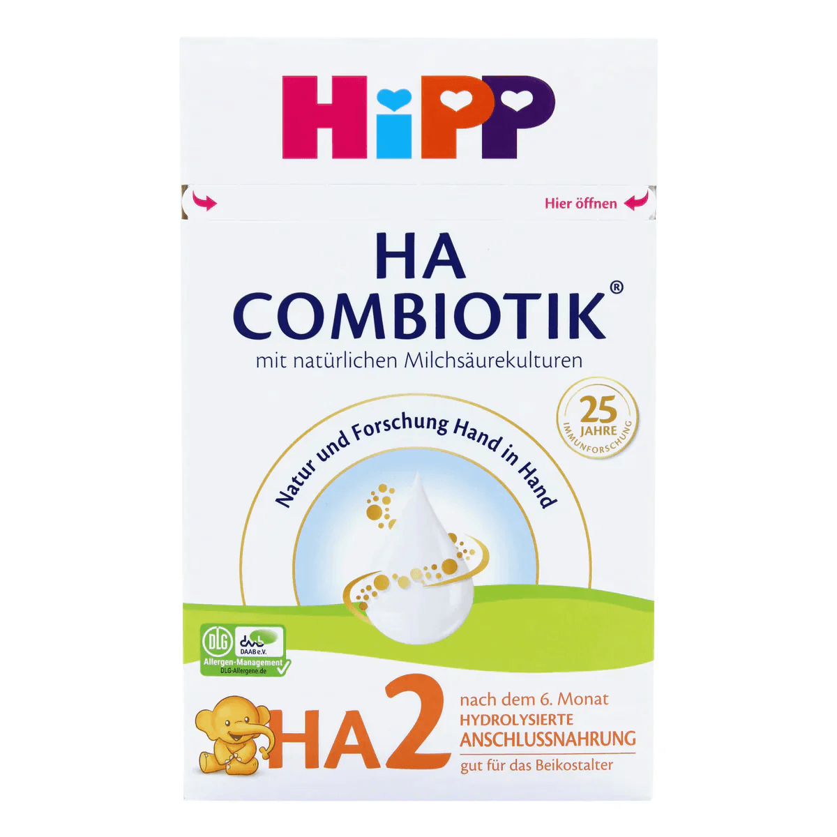 HiPP Hypoallergenic (HA) Stage 2 (6 Months +) Combiotic Infant Milk Formula (600g/21 Oz) - Grow Organic Baby