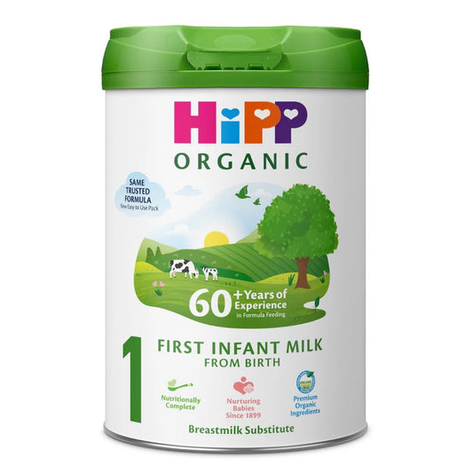 Hipp UK Organic First Infant Milk container on a white background