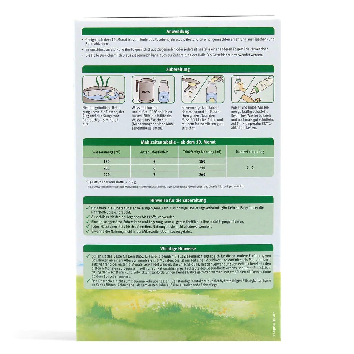 Holle Goat Stage 3 (10 Months+) Organic (Bio) Infant Milk Formula (400g/14oz) - Grow Organic Baby