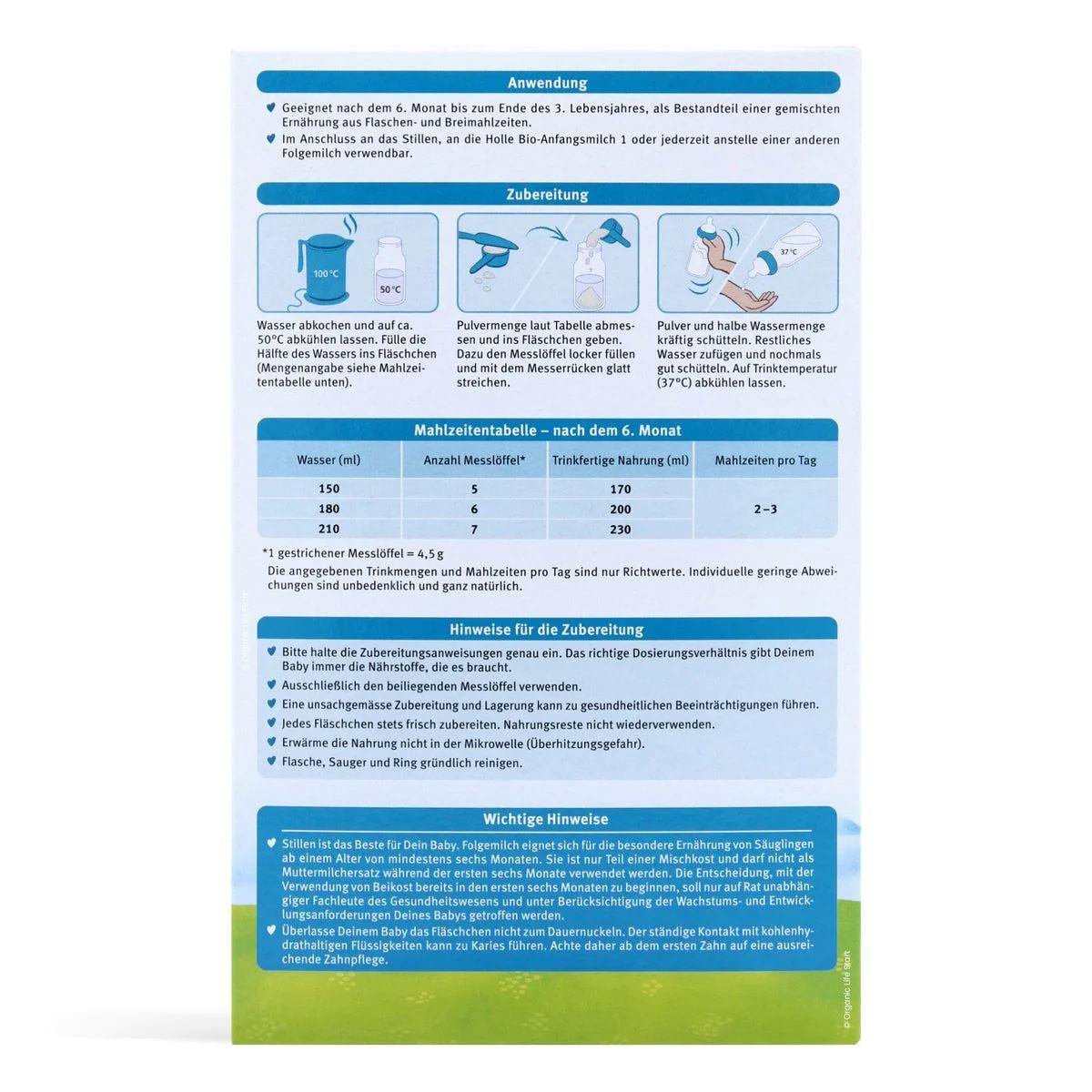 Holle Stage 2 (6 Months+) Organic (Bio) Infant Milk Formula (600g/21oz) - Grow Organic Baby