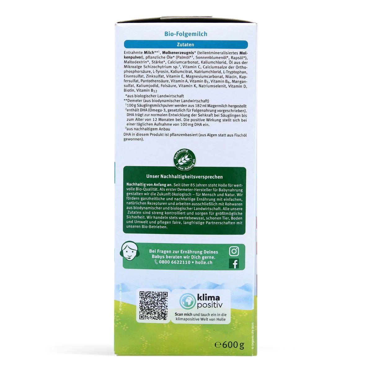 Holle Stage 2 (6 Months+) Organic (Bio) Infant Milk Formula (600g/21oz) - Grow Organic Baby