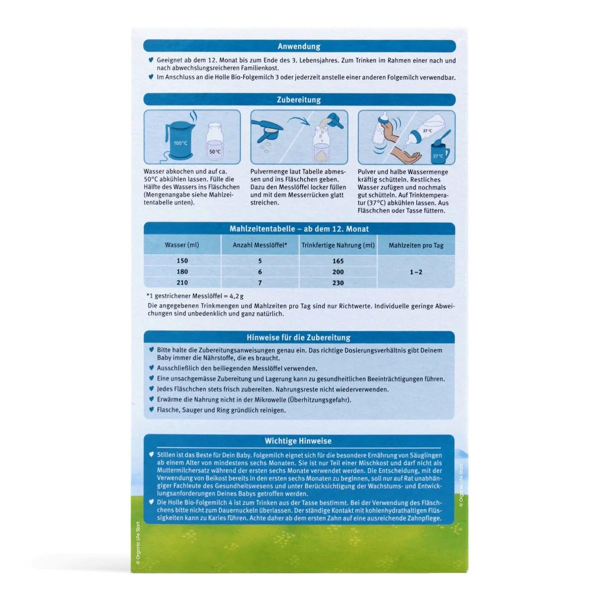holle bio cow milk stage 4 organic baby formula back