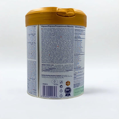 Kendamil premium toddler milk container on a white background barcode side