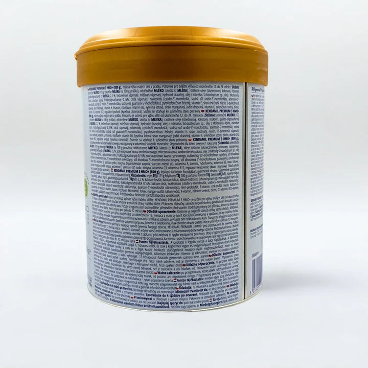 Kendamil premium toddler milk container on a white background preparation instructions