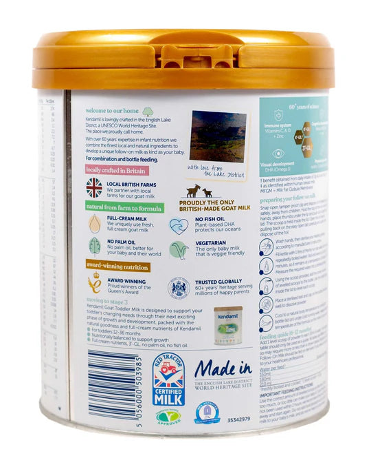 Kendamil goat milk stage 2 container barcode