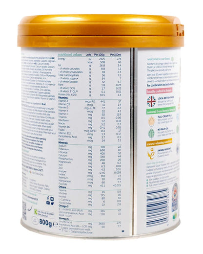 Kendamil goat milk stage 2 container nutritional value