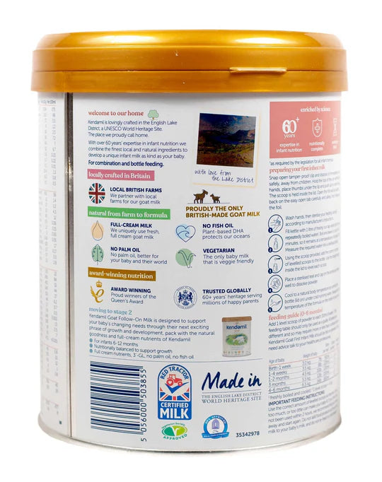 Kendamil goat milk stage 1 container barcode