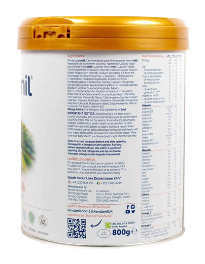 Kendamil goat milk stage 1 container ingredients