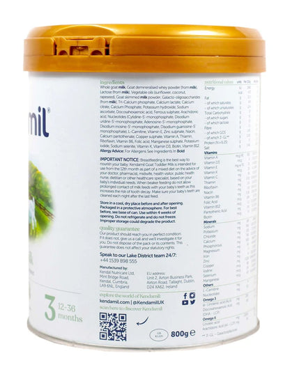 Kendamil goat toddler milk stage 3 container ingredents