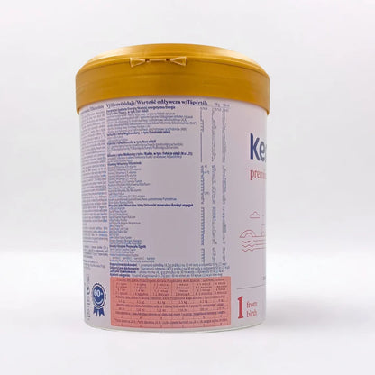 Kendamil premium first infant milk powder container side image of nutritional values on a white background
