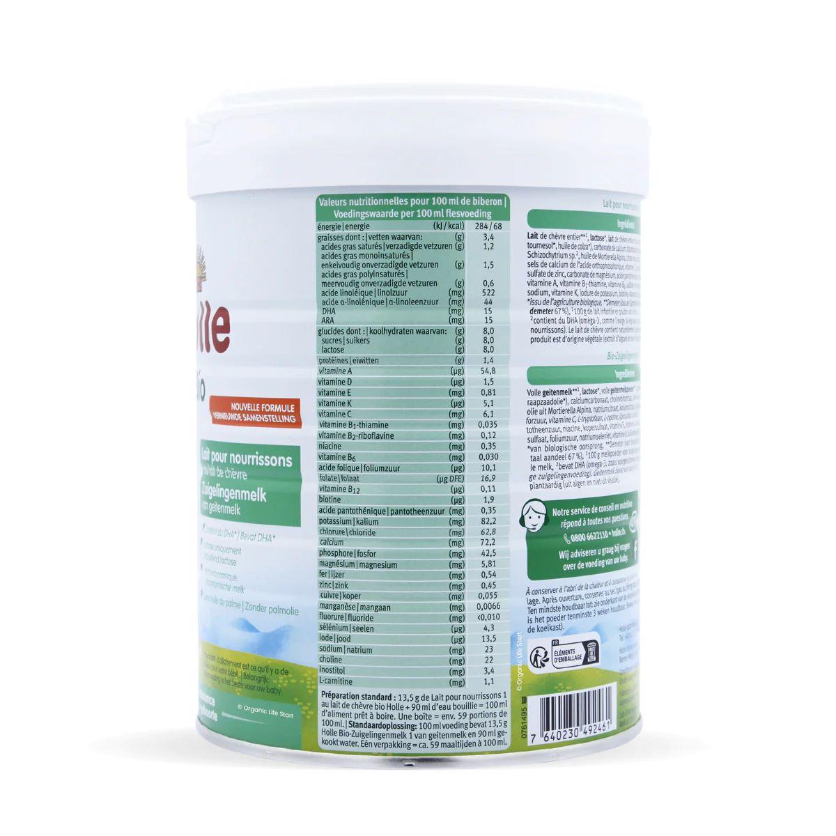 Large 28oz Holle Goat Stage 1 (0-6 Months) Organic (Bio) Infant Milk Formula (800g) - Grow Organic Baby