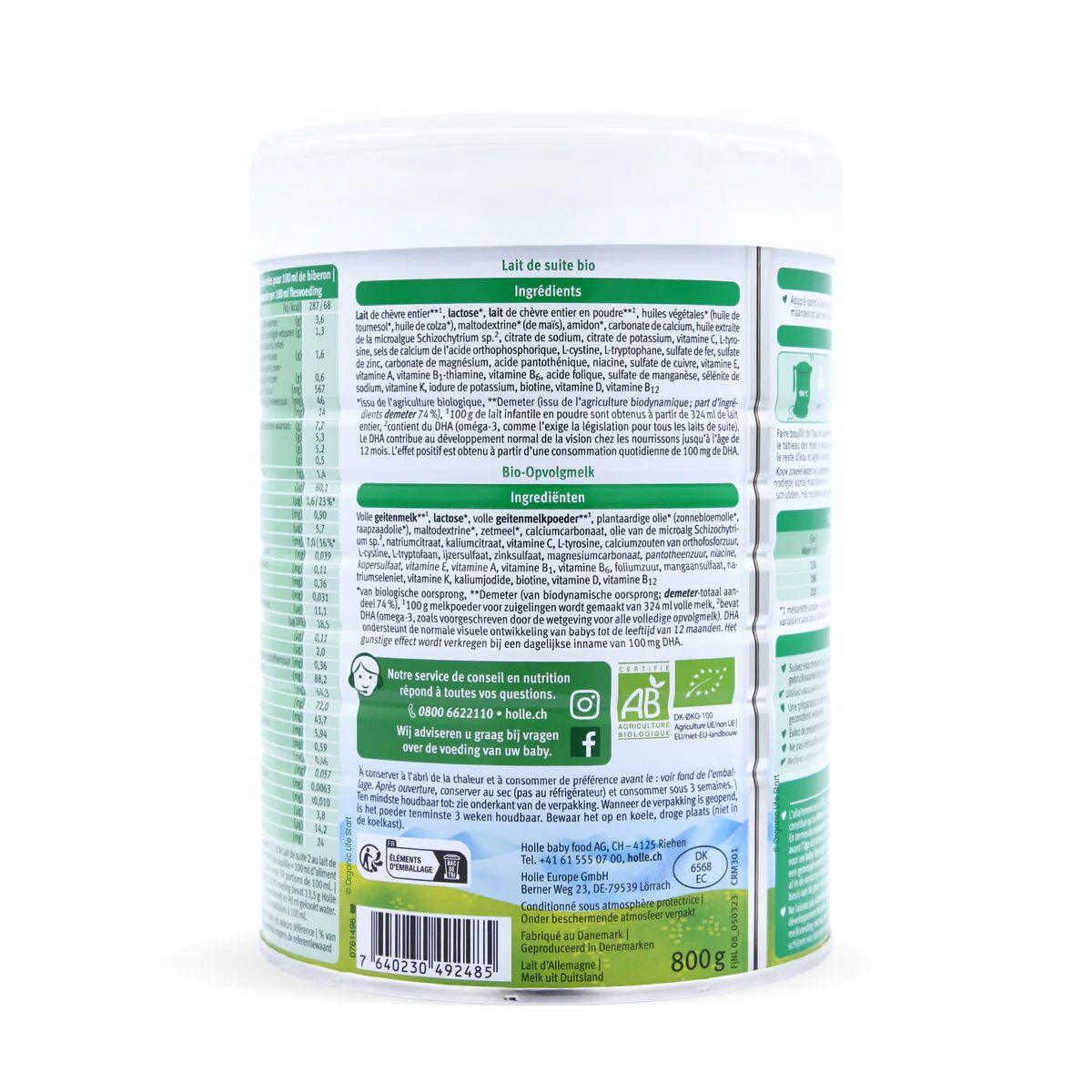 Large 28oz Holle Goat Stage 2 (6 Months+) Organic (Bio) Infant Milk Formula (800g) - Grow Organic Baby