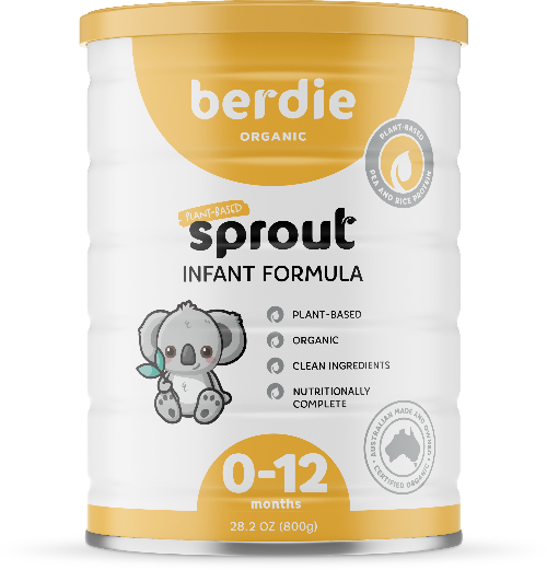Sprout organic plant-based infant formula, front of the 800g/28oz can