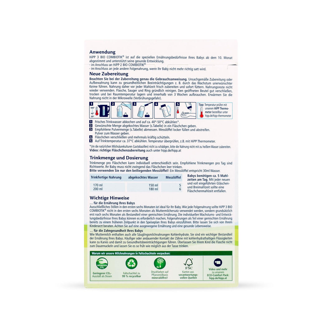 HiPP German Stage 3 (10 Months+) Organic BIO Combiotik Formula (600g/21oz) - Grow Organic Baby