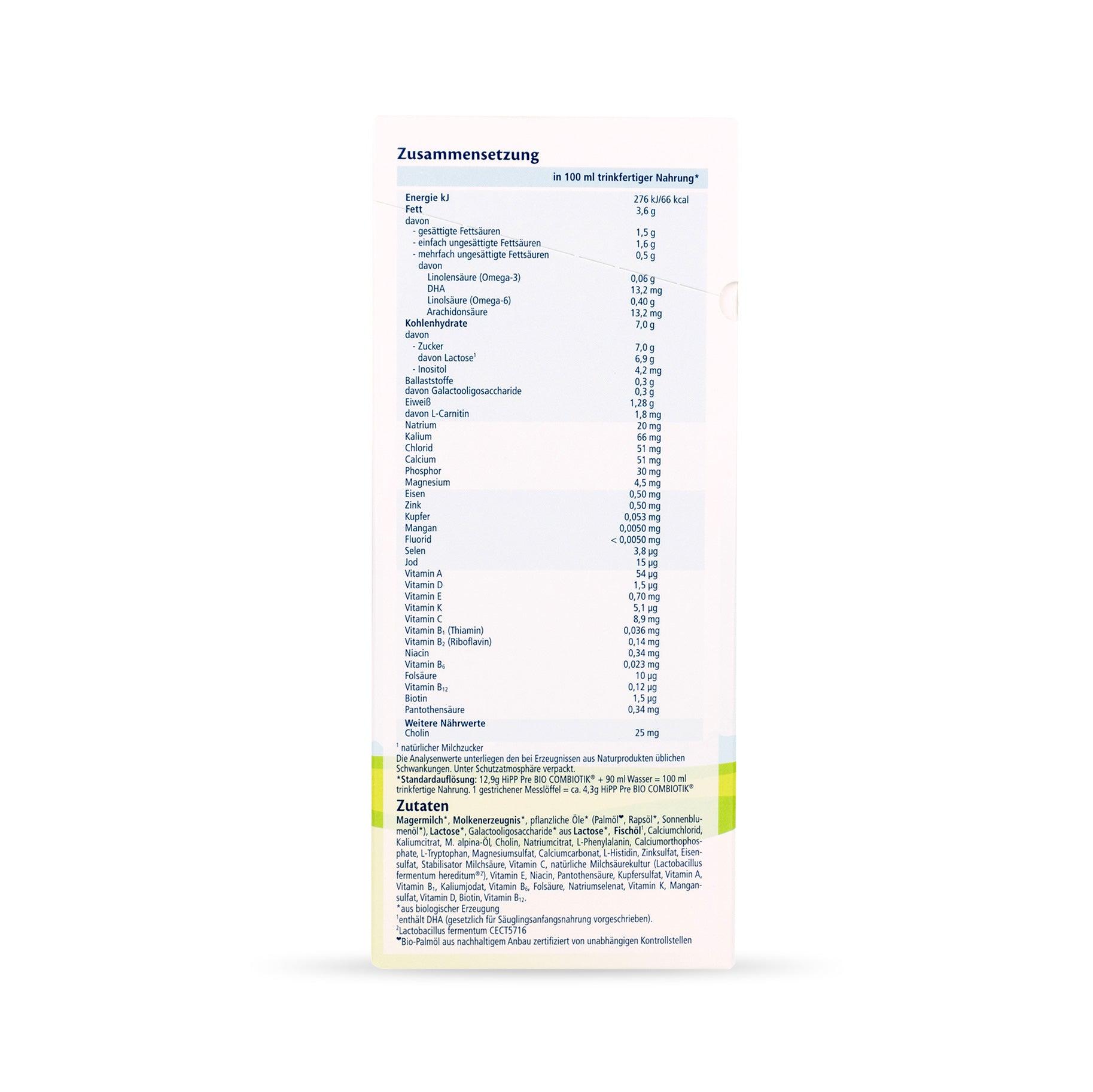 HiPP German Stage PRE (0-6 Months) Organic BIO Combiotik Formula (600g/21oz) - Grow Organic Baby