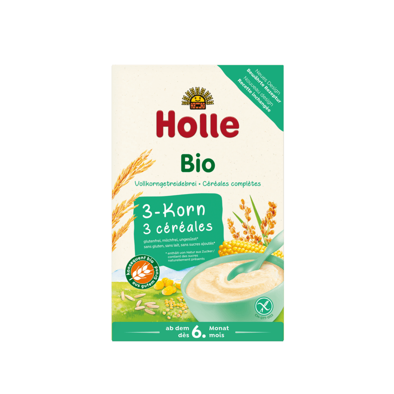 Holle Organic 3 Grain Porridge (6 Months +) 250g/8.8 Oz - Grow Organic Baby