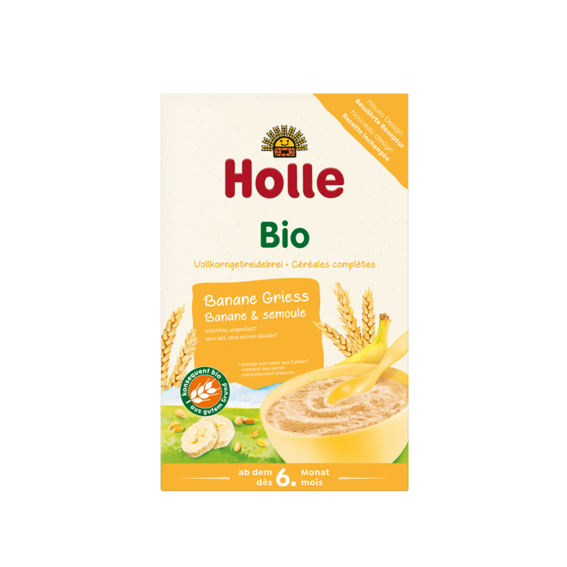Holle Organic Banana Semolina Porridge (6 Months +) 250g/8.8 Oz - Grow Organic Baby
