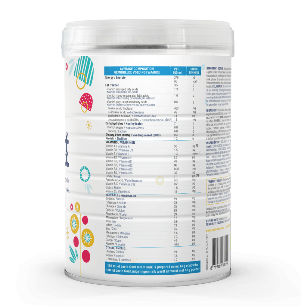 Jovie Goat Milk Stage 1 (0-6 Months) Organic Infant Formula (800g/28oz) - Grow Organic Baby