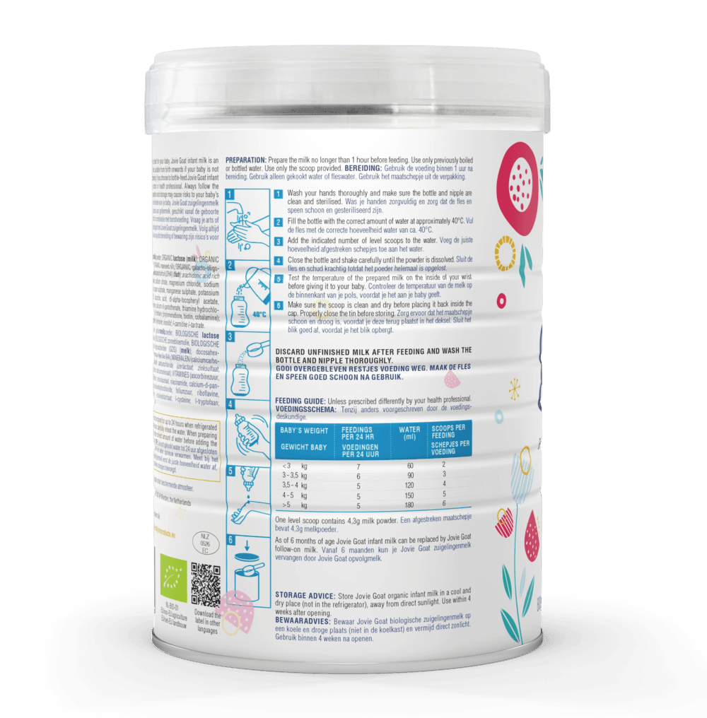 Jovie Goat Milk Stage 1 (0-6 Months) Organic Infant Formula (800g/28oz) - Grow Organic Baby