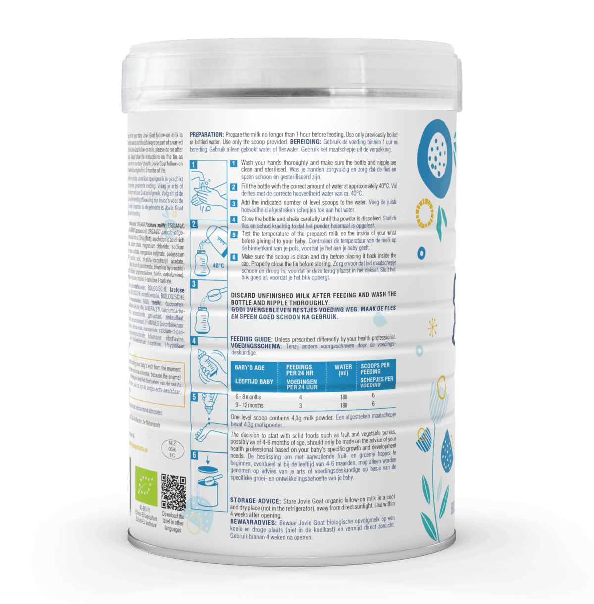 Jovie Goat Milk Stage 2 (6 – 12 Months) Organic Follow On Formula (800g/28oz) - Grow Organic Baby