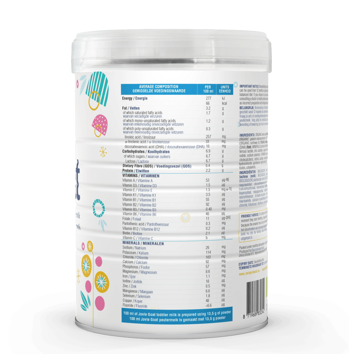 Jovie Goat Milk Stage 3 (12 Months +) Organic Toddler Formula (800g/28oz) - Grow Organic Baby