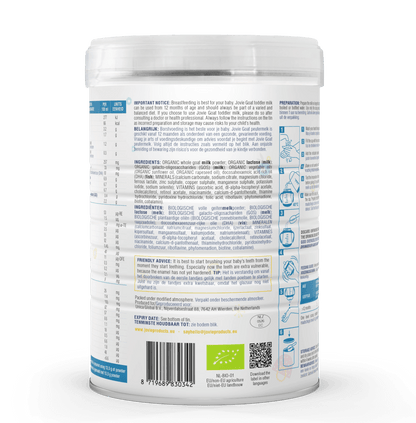 Jovie Goat Milk Stage 3 (12 Months +) Organic Toddler Formula (800g/28oz) - Grow Organic Baby