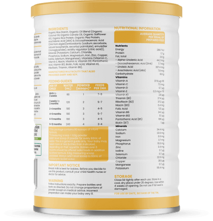 Sprout (0-12 months) Organic Vegan Infant Formula (700g/25oz) - Grow Organic Baby